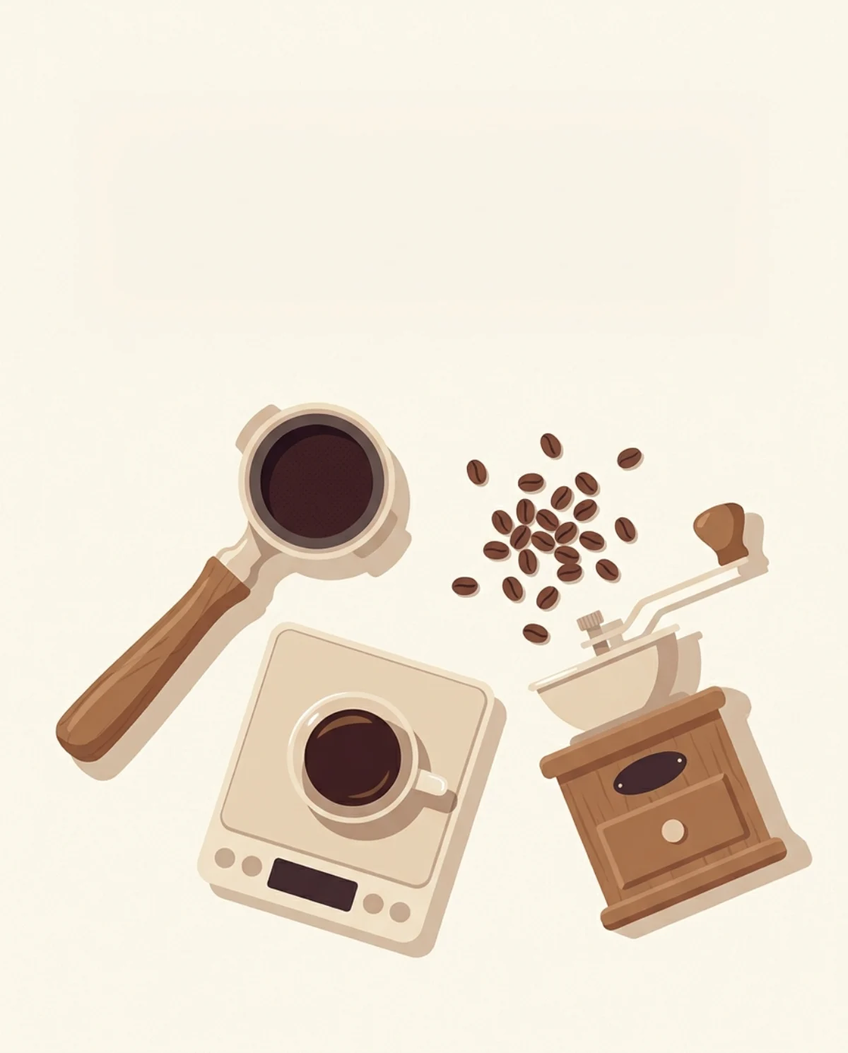 Kaffedex shown beside espresso tools and a cup of coffee